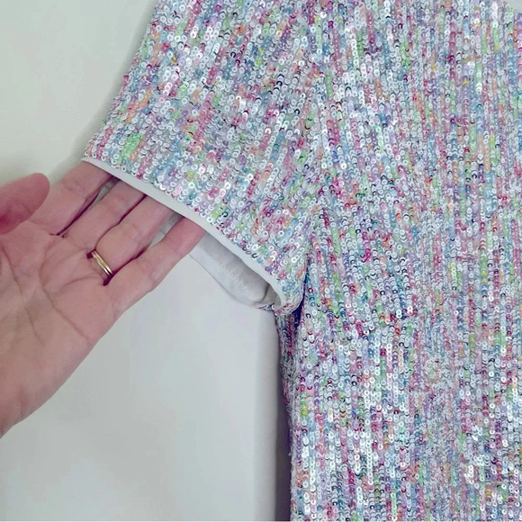 CeCe Allover Sequin Short Sleeve Top - Picture 6 of 10